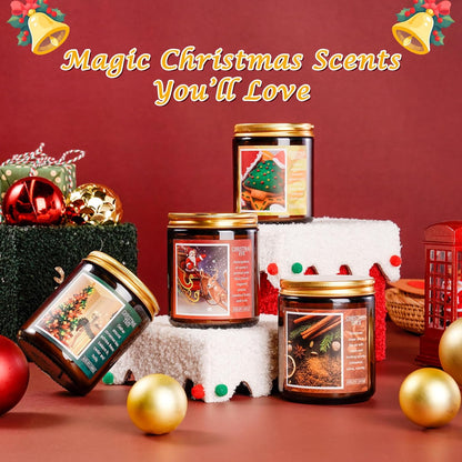 Christmas Candle Set | 4Pack Scented Candles Holiday Candle Gifts - Soy Candles Home Scented, Xmas