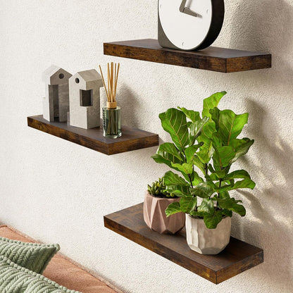 BAYKA Bathroom Floating Shelves for Wall – Bathroom Shelf Over Toilet Farmhouse Rustic Wood for