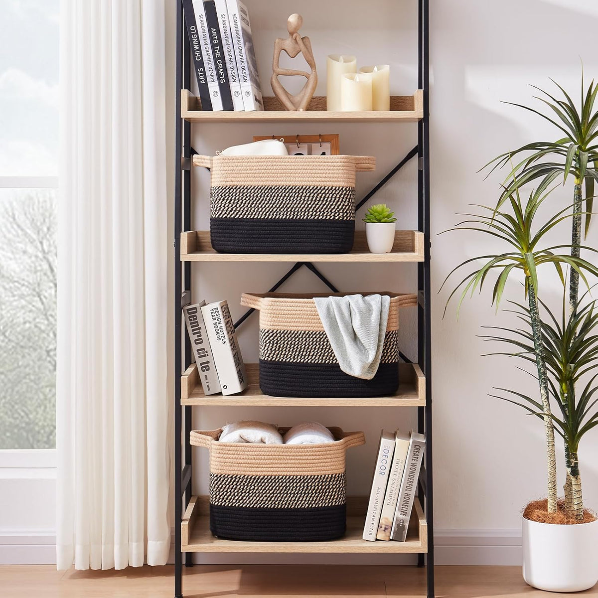 OIAHOMY Storage Basket, Woven Baskets for Storage, Cotton Rope Basket for toys,Towel Baskets for