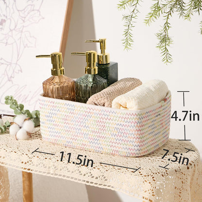 Small Storage Baskets for Organizing | Closet Organizer Bins | Shelf Toy Basket | Woven Rope