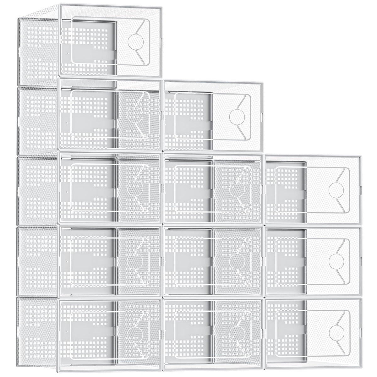 DUMOS Shoe Storage Boxes, 12-Pack Stackable Clear Shoe Containers with Lids, Display Sneaker Case