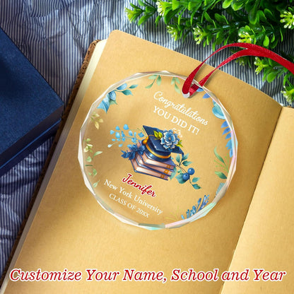 Personalized Graduate Glass Christmas Ornament, Class of 2025 Graduation Picture Ornament Gift for
