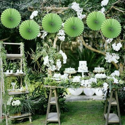 Green Hanging Paper Fans,Green Accessories Paper Decorations for Party,Army Birthday Party