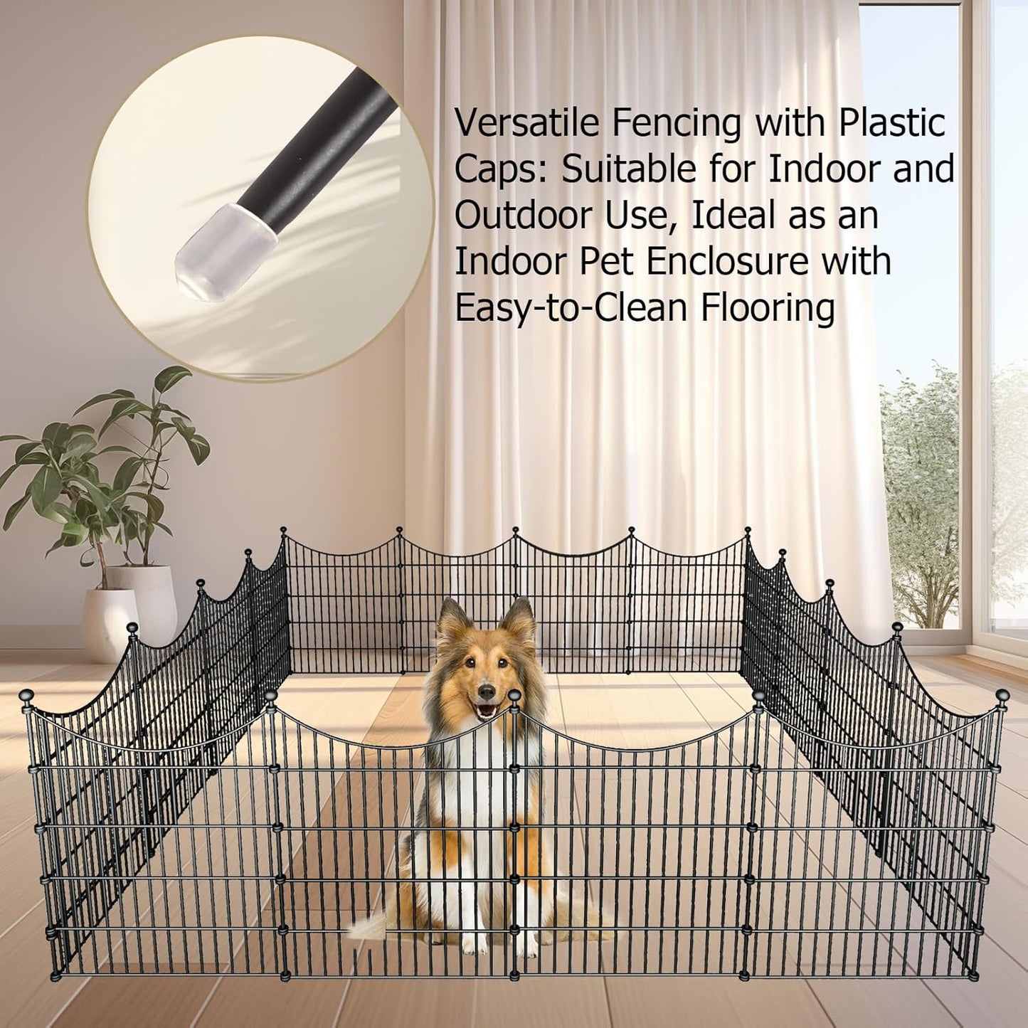 10 Panels Garden Fence Dog Fence Outdoor for Yard, 32in H x 23.6ft L Rustproof Metal Fencing with