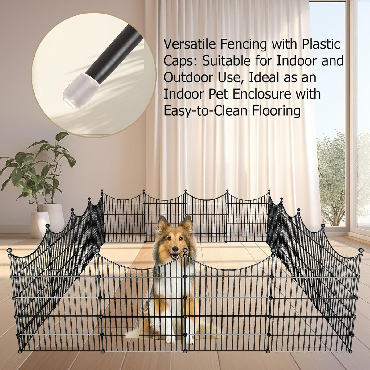 10 Panels Garden Fence Dog Fence Outdoor for Yard, 32in H x 23.6ft L Rustproof Metal Fencing with