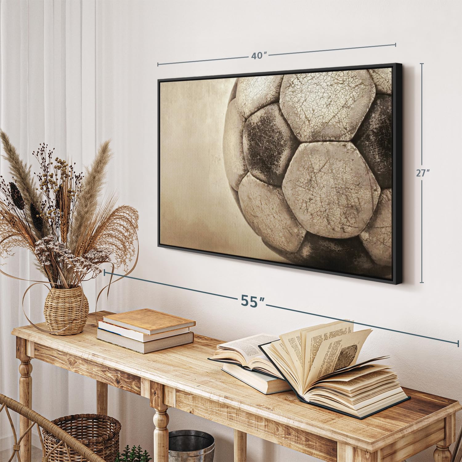 Elephant Stock Worn Soccer Ball Wall Art - Horizontal Framed Canvas - 1-Piece Living Room Wall