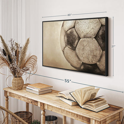 Elephant Stock Worn Soccer Ball Wall Art - Horizontal Framed Canvas - 1-Piece Living Room Wall