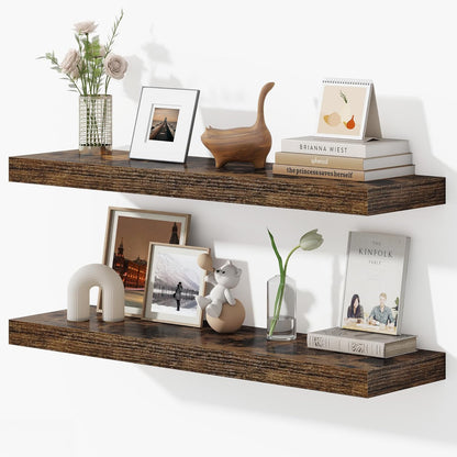 Dreamland 36 Inches Floating Shelves for Wall, 9.3" Deep Long Floating Shelves Set of 2, Large