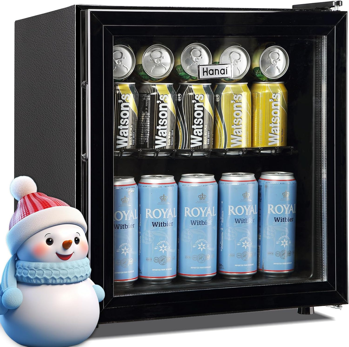 WANAI Mini Fridge Cooler 60Cans Beverage Refrigerator Glass Door Beverage Cooler for Beers Wine