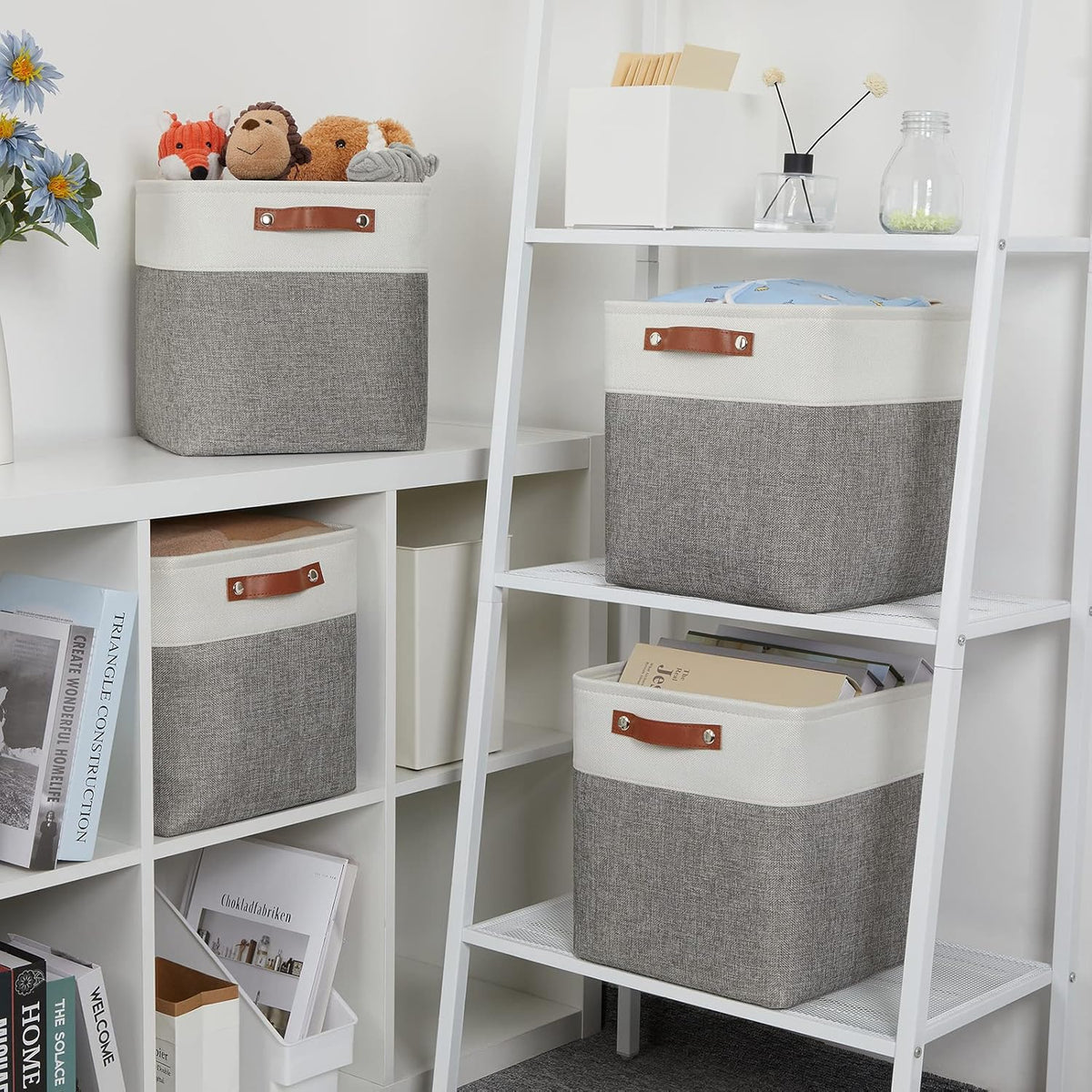 DULLEMELO [Set of 4 Storage Cubes Baskets for Organizing, 12 x 12 x 12 inch Cube Storage Organizer