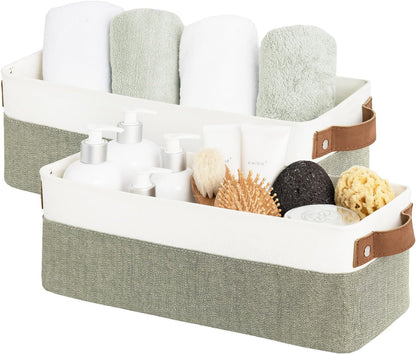 StorageWorks Narrow Storage Bins, Small Basket for Closet and Shelves, Fabric Organizer with
