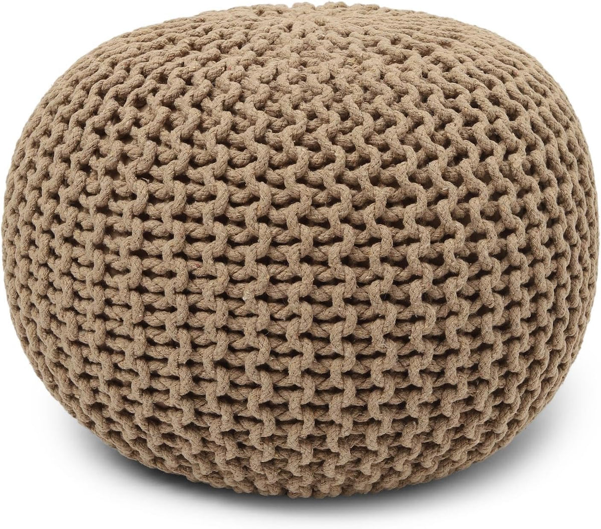 REDEARTH Round Pouf Ottoman - Hand Knitted Cable Boho Poof Home Décor Pouffe Circular Footrest for
