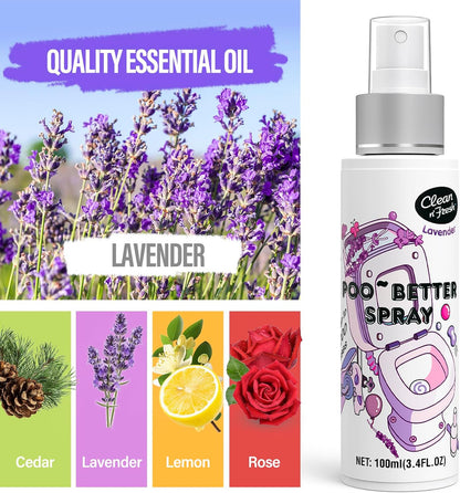 Clean-n-Fresh Toilet Spray for Poop, Lavender 6.8 Fl.Oz, Air Freshener Bathroom Spray, Odor