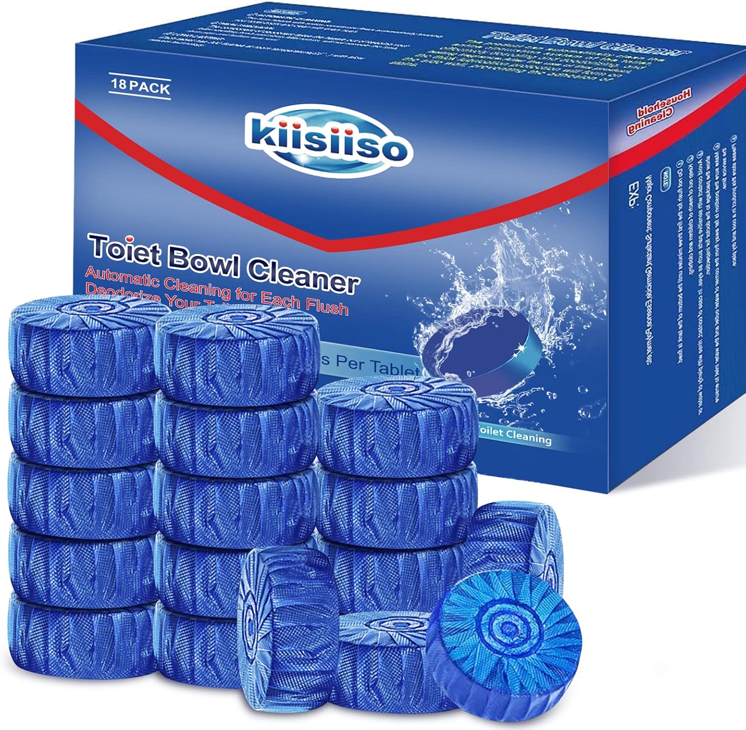 KIISIISO Automatic Toilet Bowl Cleaners Tablets,18 Pack Multipurpose Commercial Household Bathroom