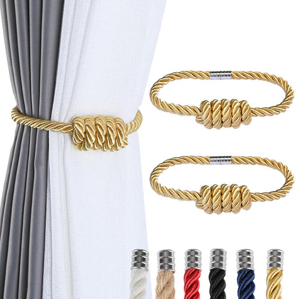 Fenghuangwu 2Pack Magnetic Curtain Tiebacks – Bohemian Style Handmade Woven Tie-Backs for