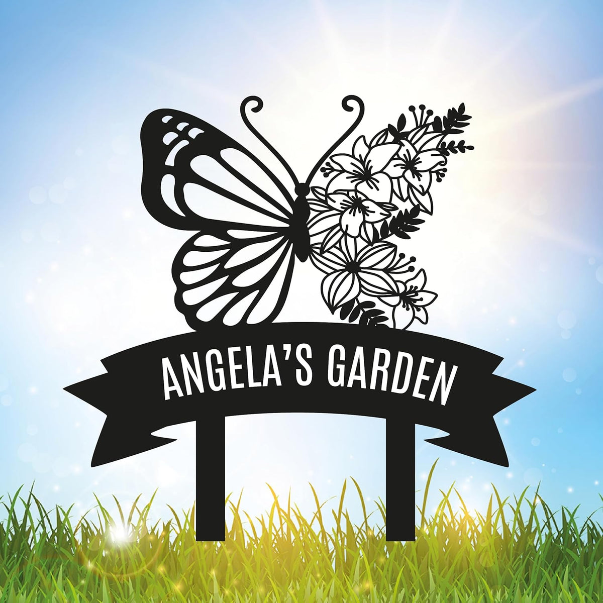 Personalized Metal Garden Sign with Stake, Custom Garden Decor for Outdoor, Custom Family Name