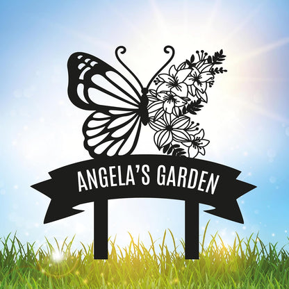 Personalized Metal Garden Sign with Stake, Custom Garden Decor for Outdoor, Custom Family Name