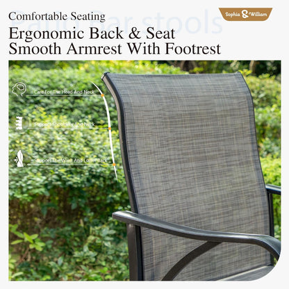 Sophia & William Outdoor Bar Set, Patio Bar Table and Chairs Set, Bar Height Patio Set - 6 x Swivel