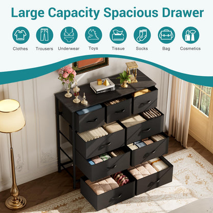 OLIXIS 9 Drawer Black Dresser for Bedroom, Closet Organizer Storage Tower