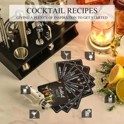 Bartender Kit Cocktail Shaker Set with Stand 17-Piece Bar Tool Bar Set for Drink Mixing Home