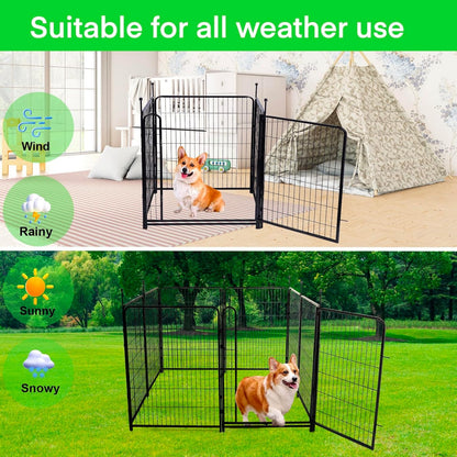 Tall Garden Fences and Borders for Dogs, 48 inch High Garden Fence, 8 Panels Total 17.7 Ft, 21 in