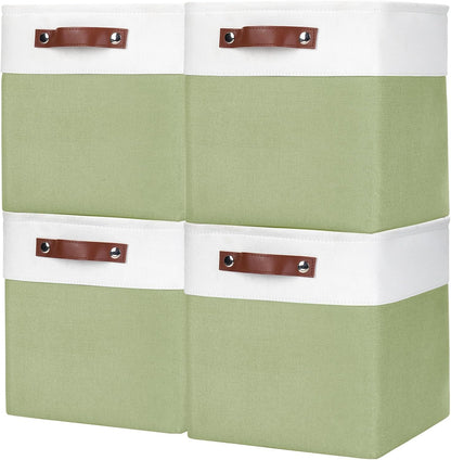 Collapsible Fabric Storage Cubes 11x11 Cube Storage Bins, 4 Pack Closet Baskets Box with Handles