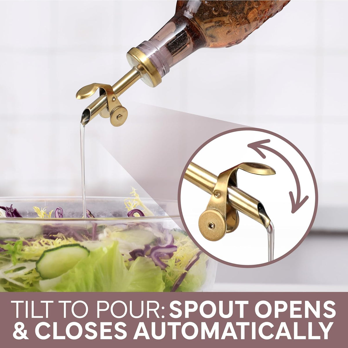 COOK WITH COLOR Glass Olive Oil Bottle Dispenser - 2 Pack- 17oz Oil and Vinegar Cruet - Olive Oil
