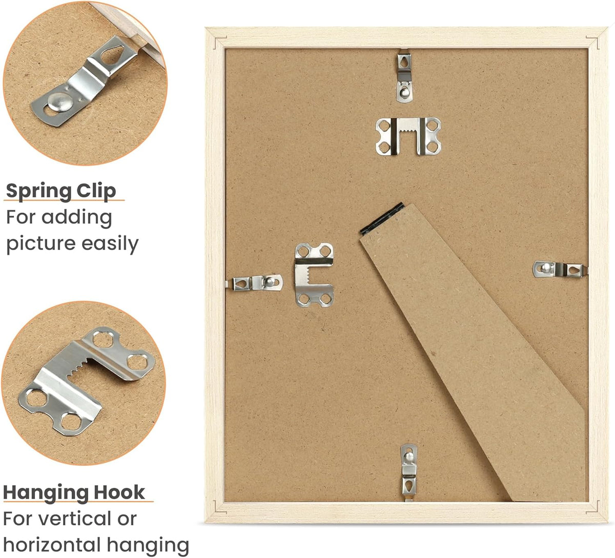upsimples 8x10 Picture Frame, Natural Solid Wooden Picture Frames, Display 5x7 with Mat or 8 x 10