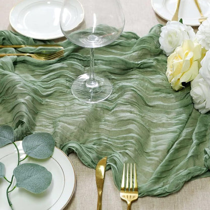 Sioloc 5 Pack Sage Green Cheesecloth Table Runner Fall Autumn Decor for Home 10ft Table Cloth for