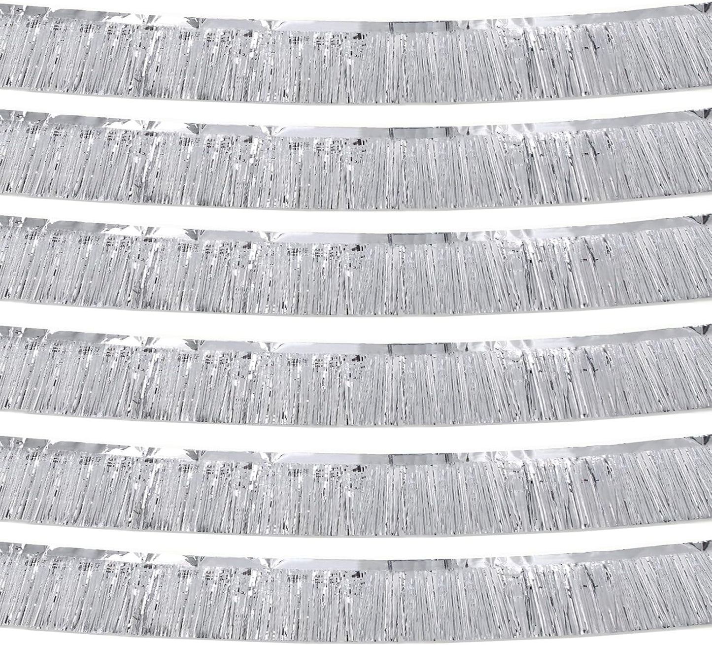 Silver Foil Fringe Garland 10FT 6packs, Metallic Foil Tinsel Fringe Banners for Parade Float