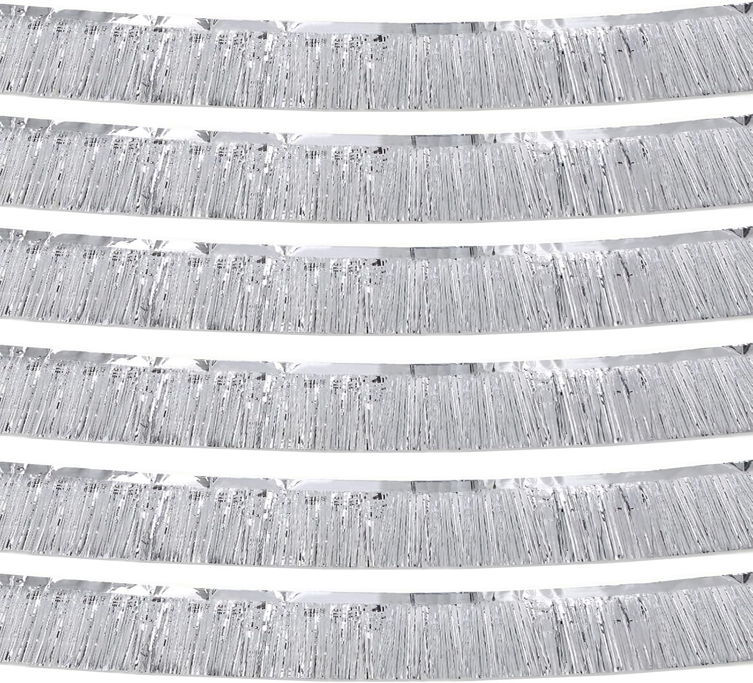 Silver Foil Fringe Garland 10FT 6packs, Metallic Foil Tinsel Fringe Banners for Parade Float