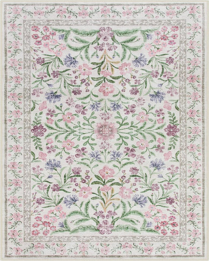 Wonnitar Purple Floral 8x10 Area Rugs, Washable Rug for Living Room, Soft Ultra-Thin Non-Shedding