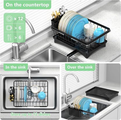 LEMIKKLE Roll Up Dish Drying Rack, Over The Sink Dish Drainer Rack, Foldable Sink Drying Rack