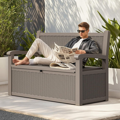 YITAHOME 70 Gallon Deck Bench with Storage, Outdoor Storage Box Bench with Armrests for Patio
