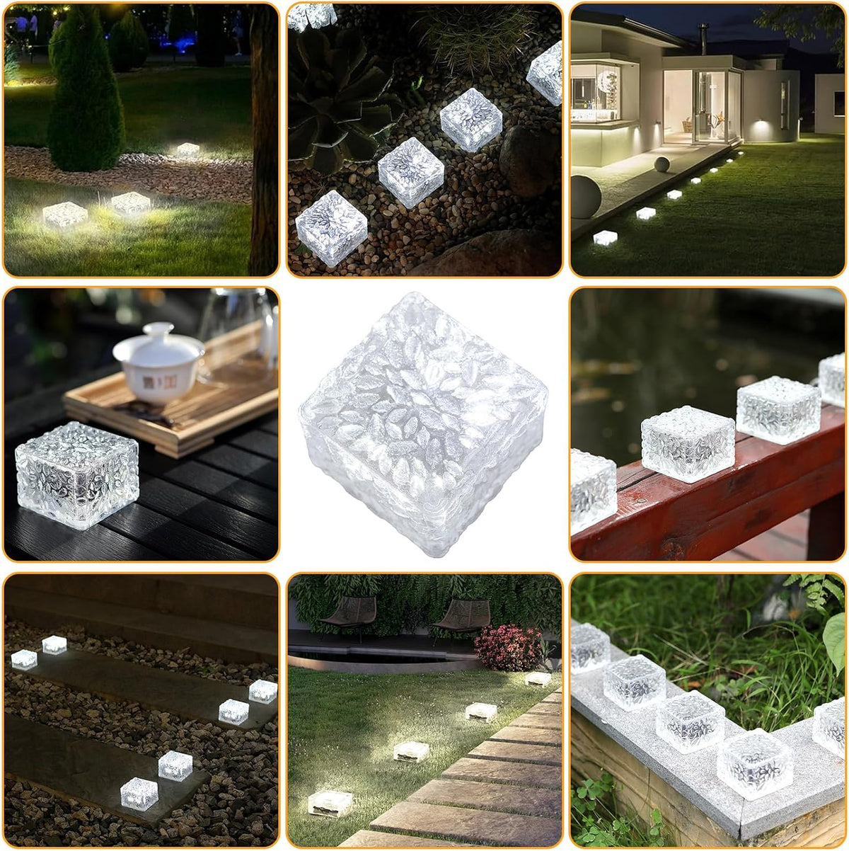 Solar Brick Lights - Outdoor Waterproof Patio & Garden Decor (6 Packs for Patio, Yard, Walkway