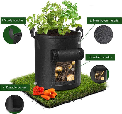5-Pack 10 Gallon Potato Grow Bags, Garden Planting Bag with Reinforced Handle, Thickened Nonwoven