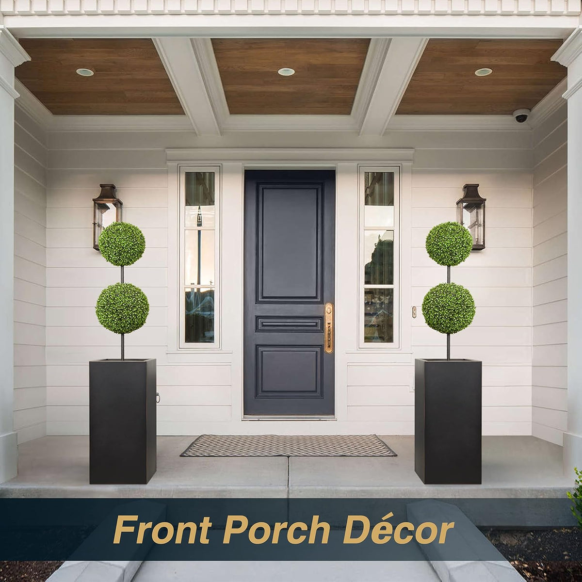 Metallic Heavy Planter for Outdoor Plants, 14Lx14Wx30H Inches, Tall Metal Planter Box with Hand