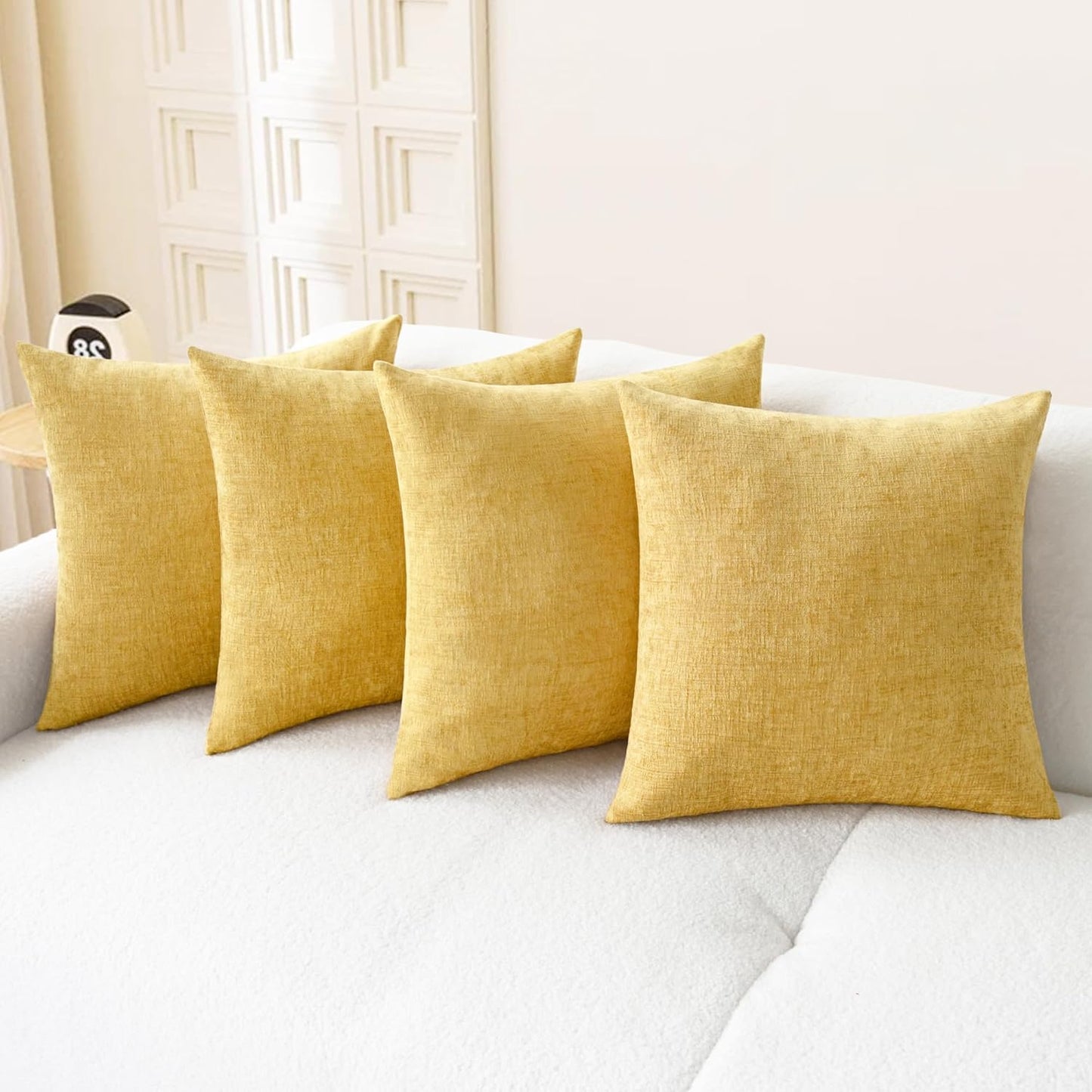 CaliTime Throw Pillow Covers Decorative 18 X 18 Inches Pack of 4 Cozy Chenille Cushion Cases for