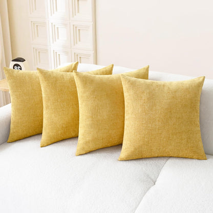CaliTime Throw Pillow Covers Decorative 18 X 18 Inches Pack of 4 Cozy Chenille Cushion Cases for