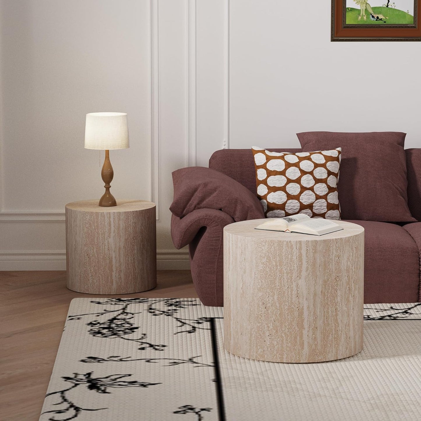 Round Nesting Coffee Table Set of 2 Modern Round Fluted Coffee Table Small Circle Coffee Tables