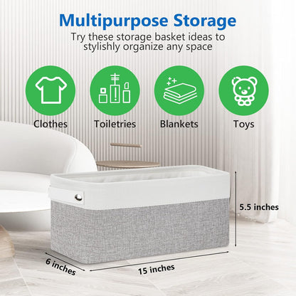 Bidtakay Small Bins for Organization Fabric Baskets for Toilet Paper Storage [4-Pack] Collapsible