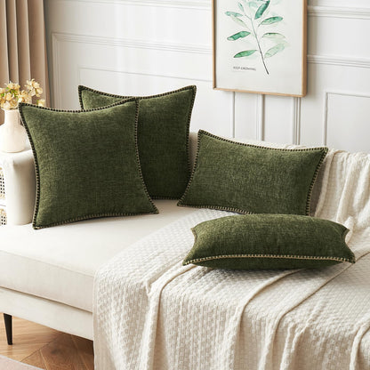 MIULEE Pack of 2 Couch Throw Pillow Covers 16x16 Inch Olive Green Farmhouse Decorative Pillow