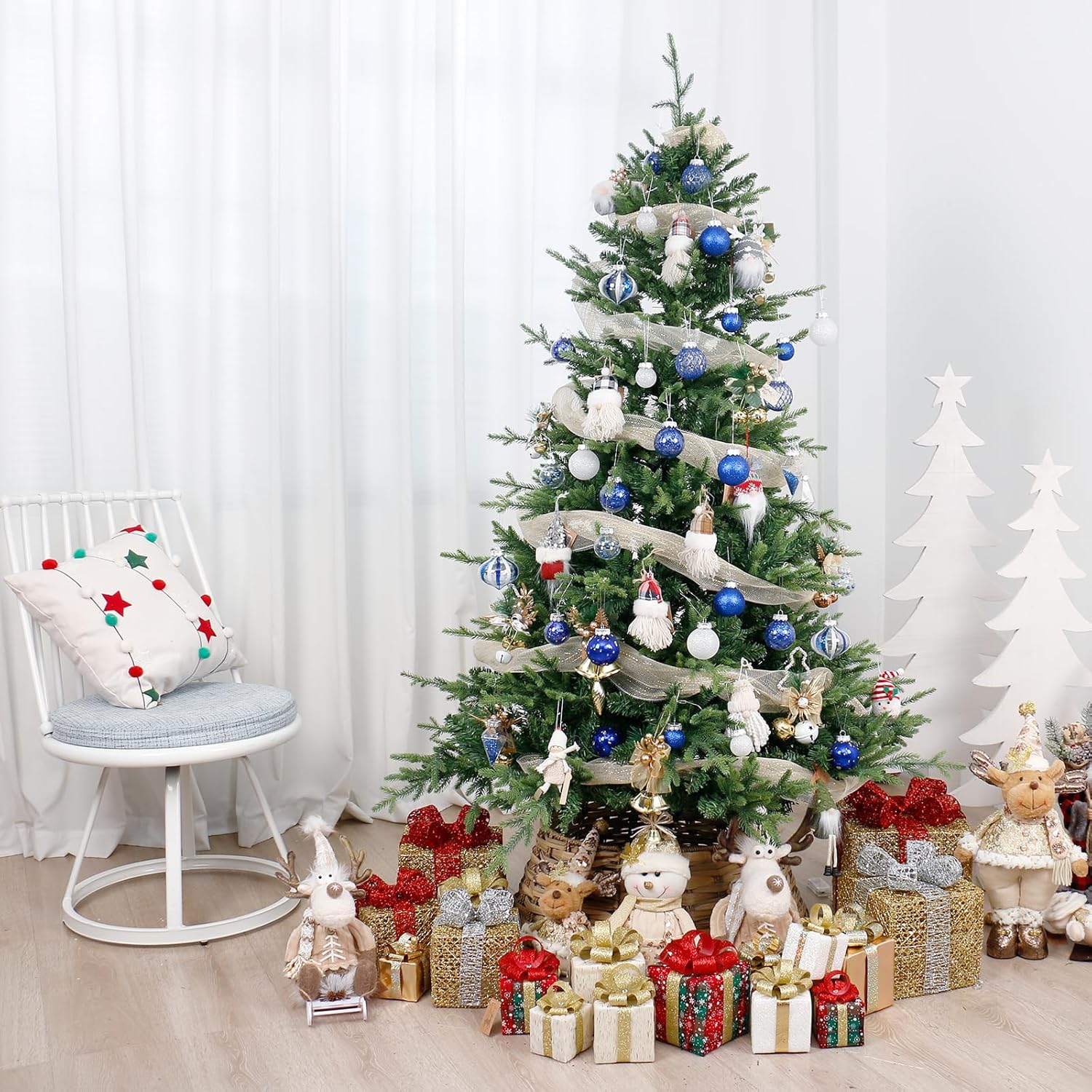 Christmas Ball Ornaments Set, 34PCS Clear Plastic Shatterproof Christmas Ornaments for Xmas Tree