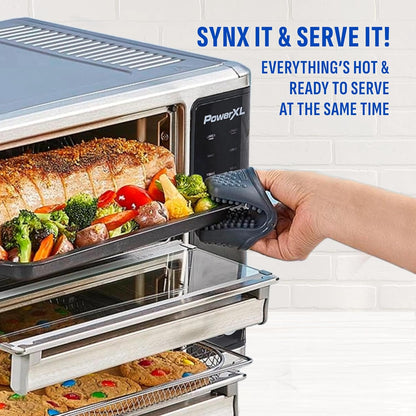 PowerXL SmartSynx Dual Door Oven, 8 Quick-Touch Cooking Presets including Air Fry, Toast, Bake