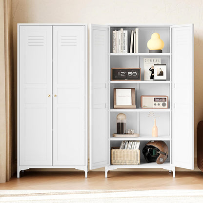 Letaya White Storage Cabinet with Feets-Metal Home Kitchen Pantry Cabinets with Doors and