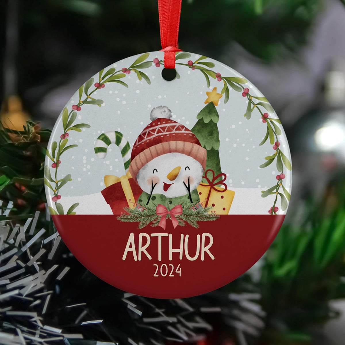 Personalized 2025 Christmas Ornaments for Kids, w/Optional Themes, Name & Date - Customized