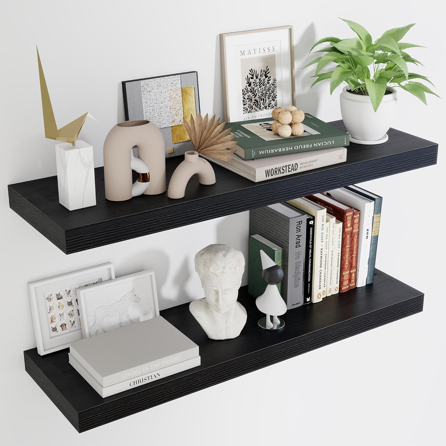 Fun Memories Floating Shelves for Wall 36 Inches, Wood Shelves with Invisible Bracket, 10" Deep