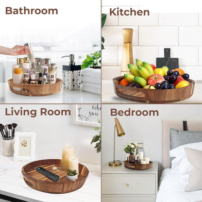 Lazy Susan for Table top 12 inch Wooden Large Lazy Susan Turntable Tray Organizer for Cabinet