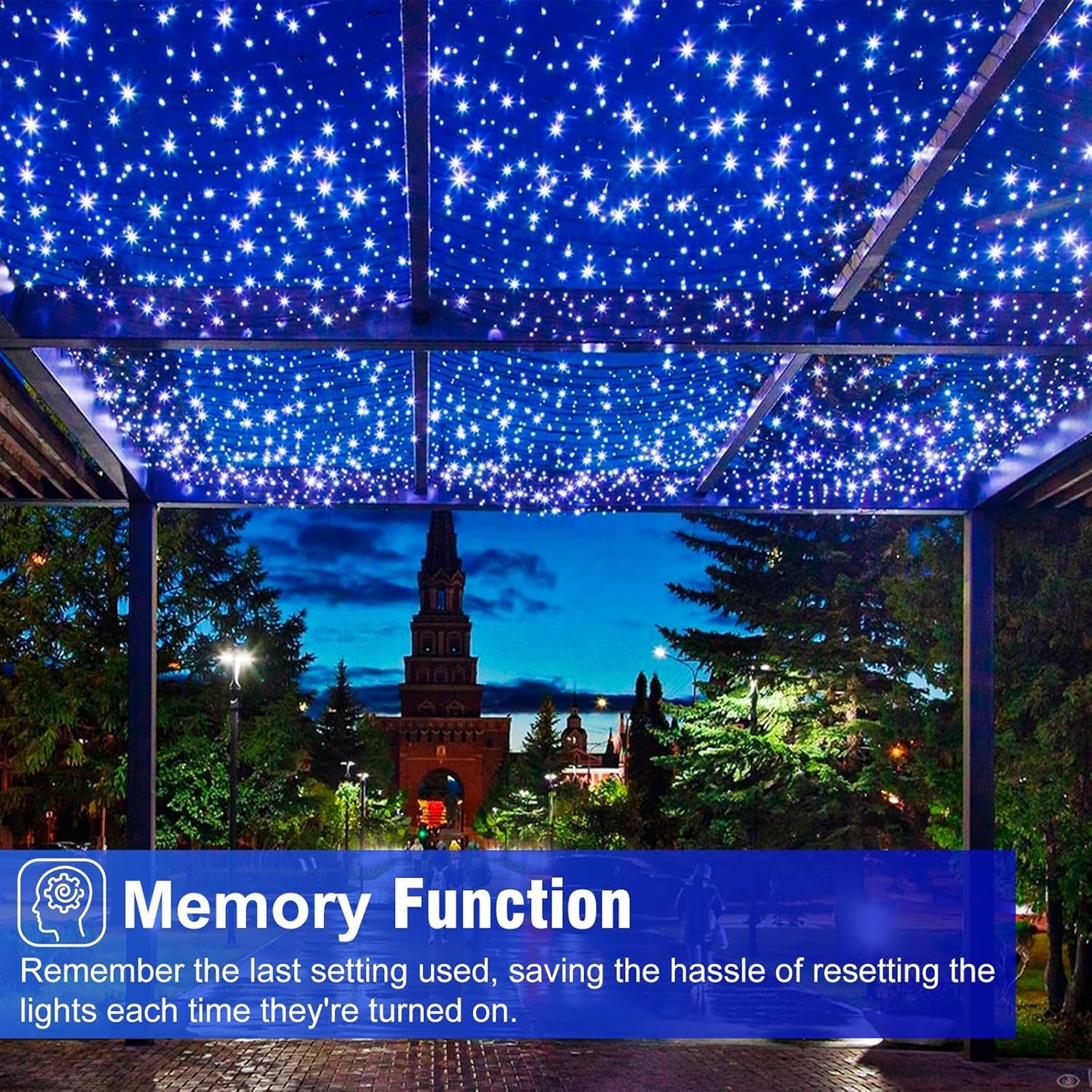 100FT 300 LED Christmas Lights Outdoor, Blue Christmas Tree Lights with 8 Modes Waterproof, Plug in