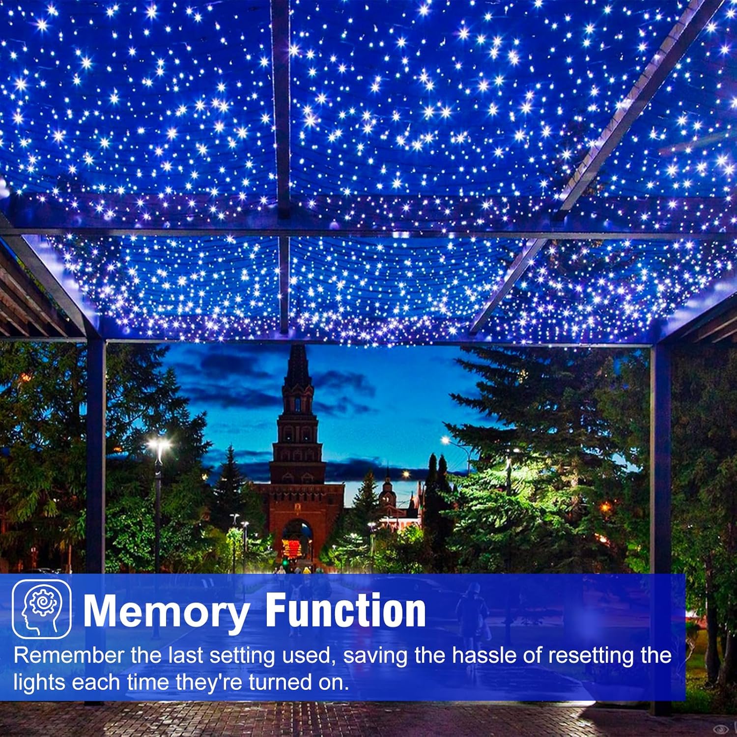 100FT 300 LED Christmas Lights Outdoor, Blue Christmas Tree Lights with 8 Modes Waterproof, Plug in